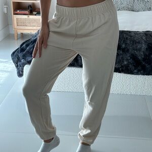 Boohoo Cream Elastic Waist Pants